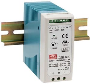 Power Supply 12 vdc 1.9 amp  din rail mount power supply with 13.8v 1 amp battery charger circuit