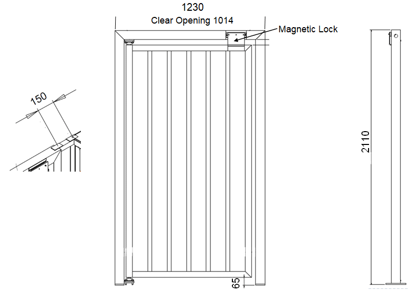 F21 Turnstile Pedestrian Gate Dimensions