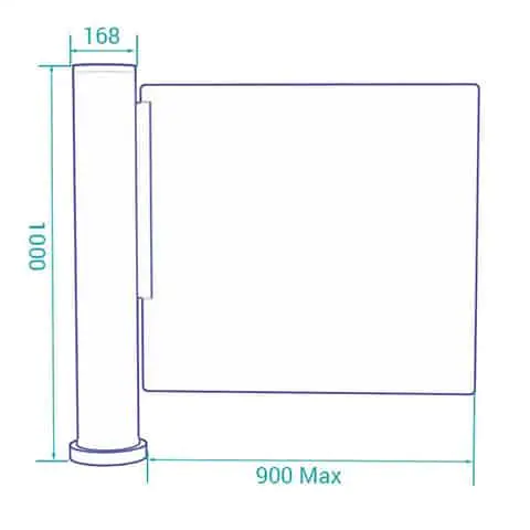 DAO8000 Single Glass Speed Gate Dimensions