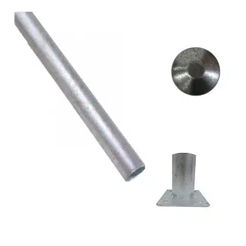 3.2m Long, 60mm diameter galvanised pole with base plate for Solar Panels and Traffic Lights